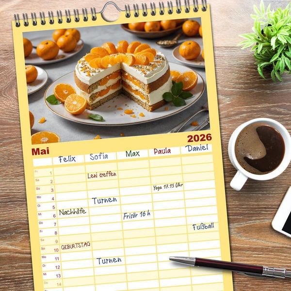 Produktbild: Familienplaner 2026 - Das Auge isst mit - S&uuml;&szlig;e Verf&uuml;hrung mit 5 Spalten (Wandkalender, 21 x 45 cm) CALVENDO