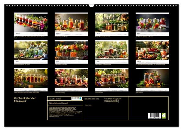 Produktbild: K&uuml;chenkalender Glaswerk (Wandkalender 2026 DIN A2 quer), CALVENDO Monatskalender