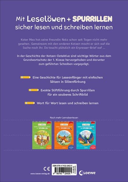 Produktbild: Lesel&ouml;wen - Lesen und schreiben lernen mit Spurrillen - Die Katzen-Detektive