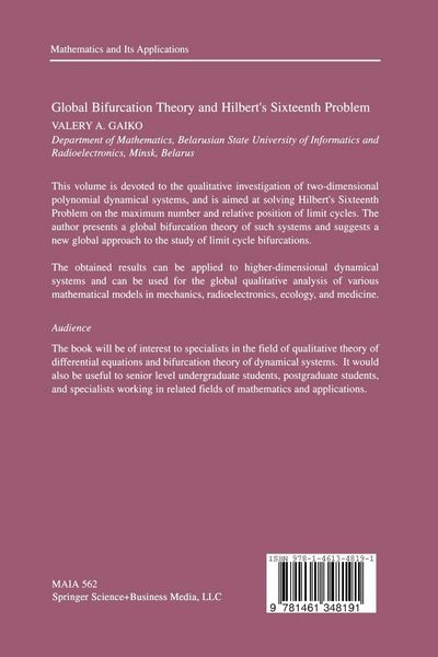 Produktbild: Global Bifurcation Theory and Hilbert&rsquo;s Sixteenth Problem