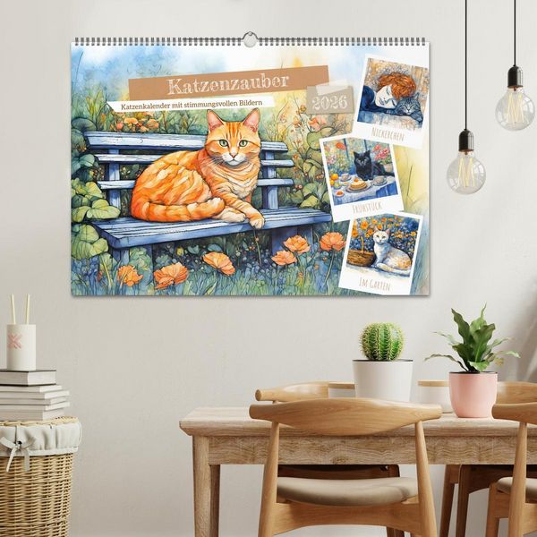 Produktbild: Katzenzauber - Katzenkalender mit stimmungsvollen Bildern (Wandkalender 2026 DIN A2 quer), CALVENDO Monatskalender
