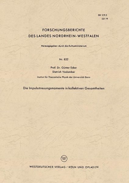 Produktbild: Die Impulsstreuungsmomente in kollektiven Gesamtheiten
