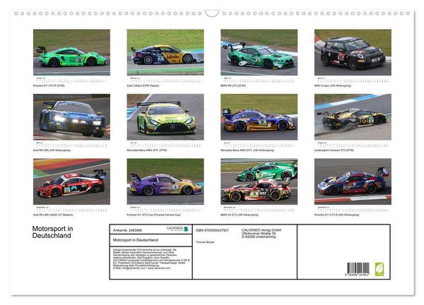 Produktbild: Motorsport in Deutschland (Wandkalender 2027 DIN A2 quer), CALVENDO Monatskalender