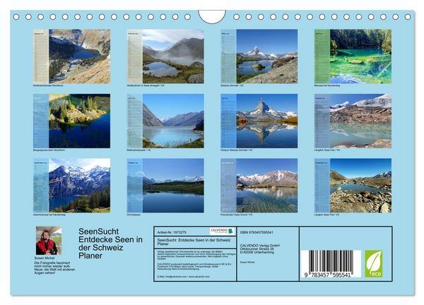 Produktbild: SeenSucht Entdecke Seen in der Schweiz Planer (Wandkalender 2026 DIN A4 quer), CALVENDO Monatskalender