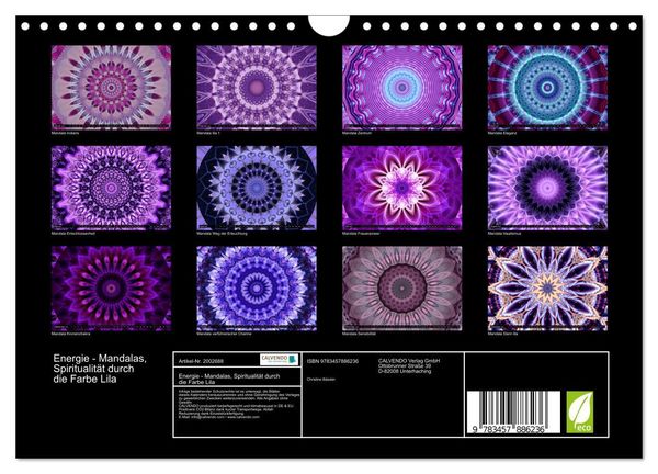 Produktbild: Energie - Mandalas, Spiritualit&auml;t durch die Farbe Lila (Wandkalender 2026 DIN A4 quer), CALVENDO Monatskalender