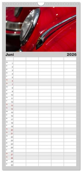 Produktbild: Familienplaner 2026 - Heiligs Blechle - Porsche-Ikonen im Detail mit 5 Spalten (Wandkalender, 21 x 45 cm) CALVENDO