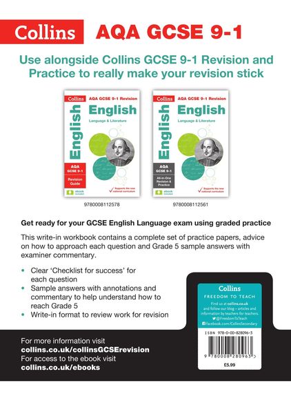 Produktbild: Collins GCSE 9-1 Revision - Aqa GCSE 9-1 English Language Exam Practice Workbook for Grade 5
