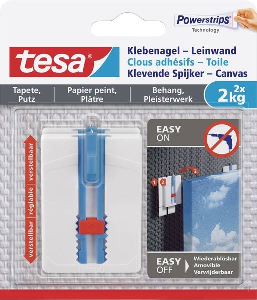 Tesa Klebenagel Powerstrips Leinwand max. 2kg 2 Stück