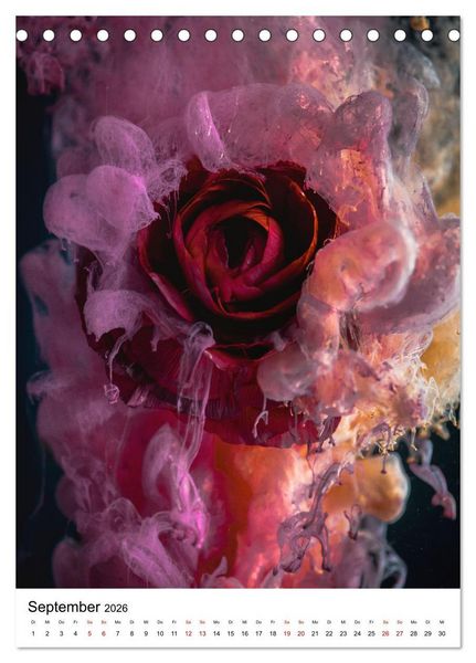 Produktbild: Spiel der Farben - Bl&uuml;ten unter Wasser mit Acrylfarben (Tischkalender 2026 DIN A5 hoch), CALVENDO Monatskalender