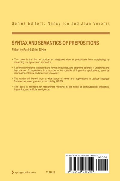 Produktbild: Syntax and Semantics of Prepositions
