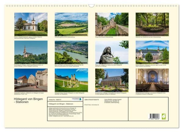 Produktbild: Hildegard von Bingen - Stationen (Wandkalender 2026 DIN A2 quer), CALVENDO Monatskalender