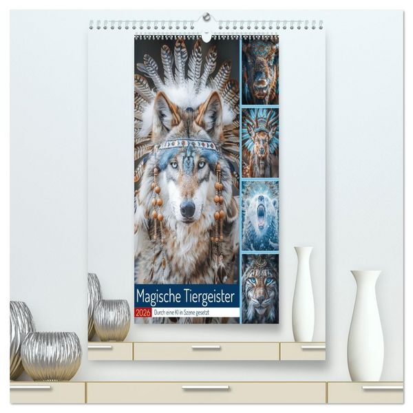 Produktbild: Magische Tiergeister (hochwertiger Premium Wandkalender 2026 DIN A2 hoch), Kunstdruck in Hochglanz