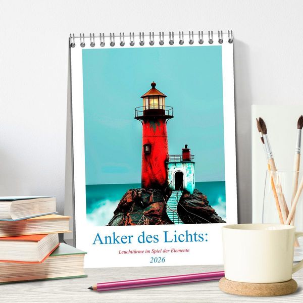 Produktbild: Anker des Lichts: Leuchtt&uuml;rme im Spiel der Elemente (Tischkalender 2026 DIN A5 hoch), CALVENDO Monatskalender