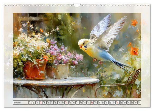 Produktbild: Wellensittiche. Fr&ouml;hliche Seelen auf der Terrasse (Wandkalender 2027 DIN A3 quer), CALVENDO Monatskalender
