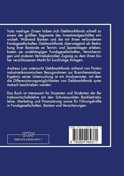 Produktbild: Marketing für Geldmarktfonds durch Fondsgesellschaften