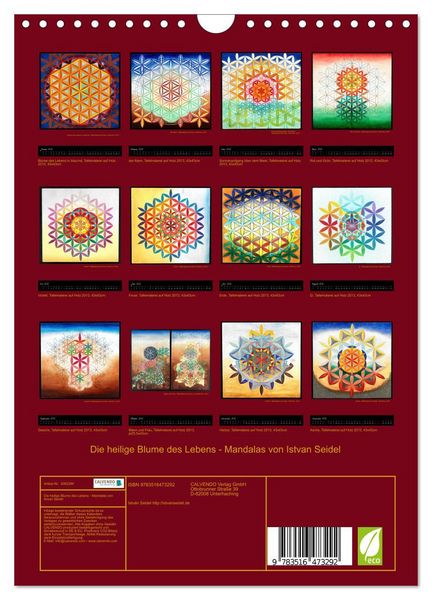 Produktbild: Die heilige Blume des Lebens - Mandalas von Istvan Seidel (Wandkalender 2026 DIN A4 hoch), CALVENDO Monatskalender