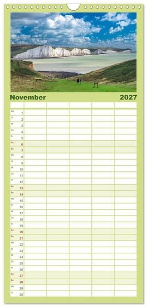 Produktbild: Familienplaner 2027 - Seven Sisters - Gro&szlig;britanniens h&ouml;chste Kreidefelsen mit 5 Spalten (Wandkalender, 21 x 45 cm) CALVENDO