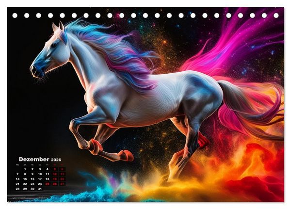Produktbild: Pferde im Farbenrausch (Tischkalender 2026 DIN A5 quer), CALVENDO Monatskalender