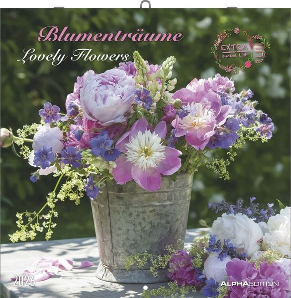 Produktbild: Alpha Edition - Blumenträume 2026 Broschürenkalender, 30x30cm, Wandkalender mit Platz für Notizen und Termine, hochwertige Bildmotive, Mondphasen, Mon
