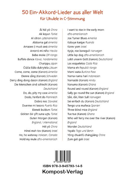 Produktbild: 50 Ein-Akkord-Lieder aus aller Welt