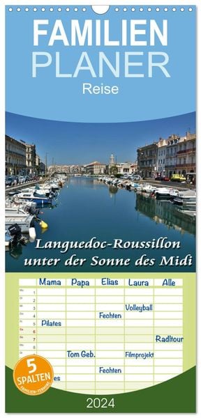Produktbild: Familienplaner 2026 - Languedoc-Roussillon - unter der Sonne des Midi mit 5 Spalten (Wandkalender, 21 x 45 cm) CALVENDO
