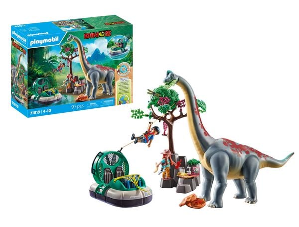 Produktbild: PLAYMOBIL 71819 Brachiosaurus-Begegnung mit Luftkissenboot