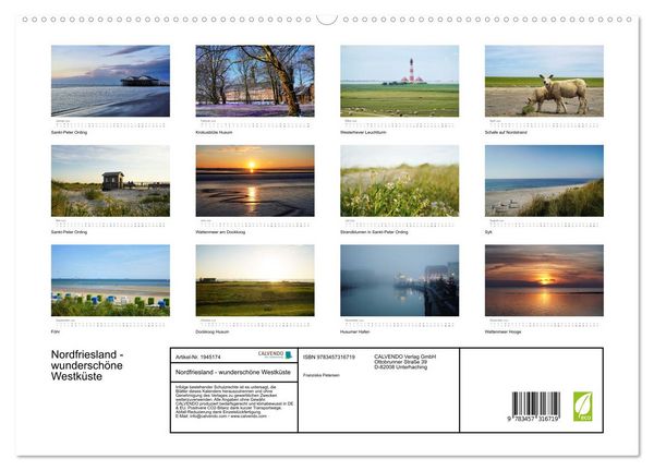 Produktbild: Nordfriesland - wundersch&ouml;ne Westk&uuml;ste (hochwertiger Premium Wandkalender 2026 DIN A2 quer), Kunstdruck in Hochglanz