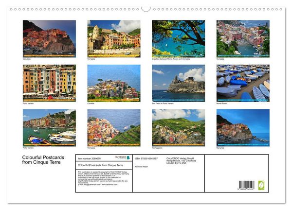 Produktbild: Colourful Postcards from Cinque Terre (Wall Calendar 2026 DIN A2 landscape), CALVENDO 12 Month Wall Calendar