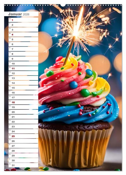 Produktbild: Festliche Momente - Ein Jahr mit KI Geburtstagen (hochwertiger Premium Wandkalender 2026 DIN A2 hoch), Kunstdruck in Hochglanz