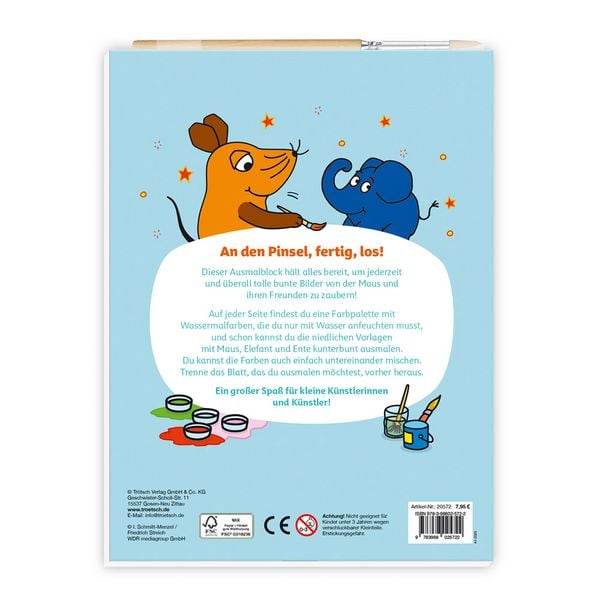 Produktbild: TR&Ouml;TSCH - Die Maus | Mein erster Ausmalblock | Malblock mit Wasserfarben (Ab 3 Jahren)