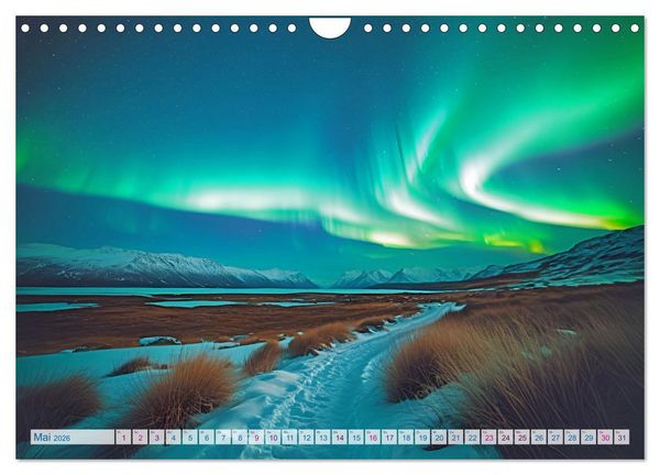 Produktbild: Traumhafte Polarlichter . Licht, Schnee und Eis hoch im Norden (Wandkalender 2026 DIN A4 quer), CALVENDO Monatskalender