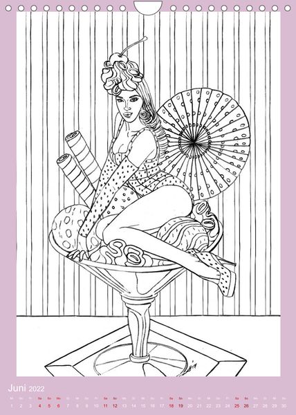 Produktbild: Burlesque Malkalender, Malbuch / burlesque coloring book mit Bildern von Sara Horwath (Wandkalender 2022 DIN A4 hoch)