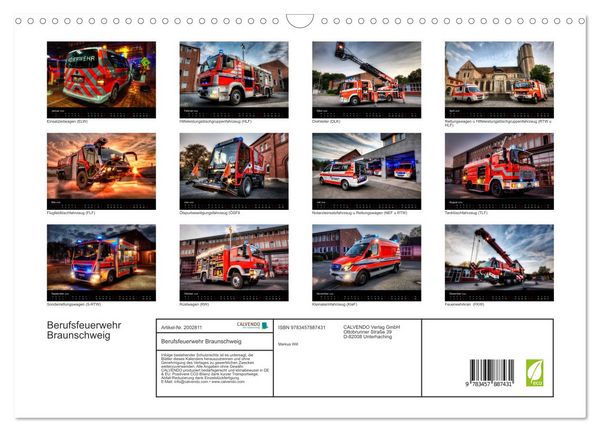 Produktbild: Berufsfeuerwehr Braunschweig (Wandkalender 2026 DIN A3 quer), CALVENDO Monatskalender