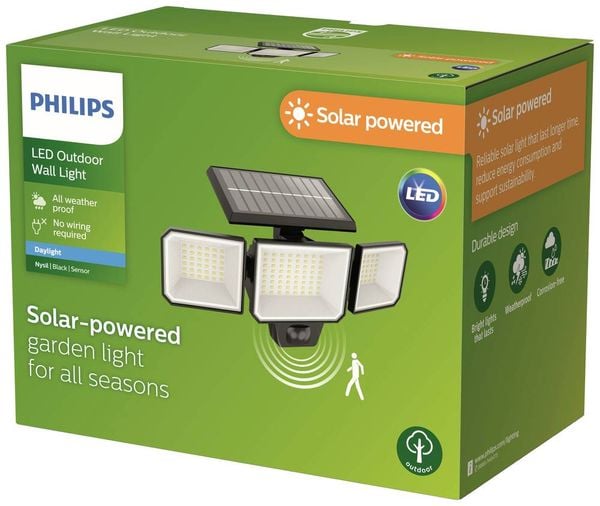 Produktbild: Philips LED Nysil 8720169269156 Solar-Wandstrahler mit Bewegungsmelder 8.7 W Leuchtfarben: Kaltwei&szlig;
