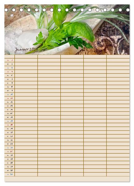 Produktbild: Italienische K&uuml;che mit Familienplaner (Tischkalender 2026 DIN A5 hoch), CALVENDO Monatskalender