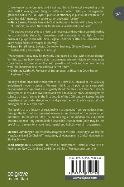Produktbild: The Past, Present and Future of Sustainable Management