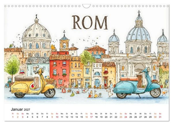 Produktbild: St&auml;dte - Weltreise in Bunt (Wandkalender 2027 DIN A3 quer), CALVENDO Monatskalender