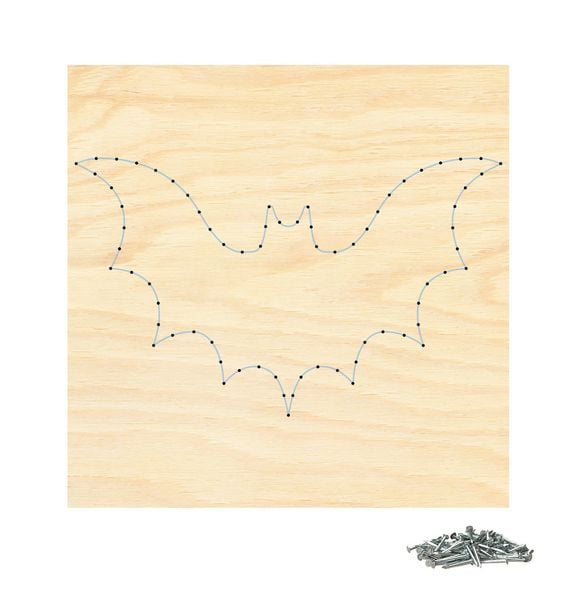 Produktbild: PEBARO NB5 - Nagelbild Fledermaus, Fadenbild 20x20cm, String Art Bastelset inkl. N&auml;gel