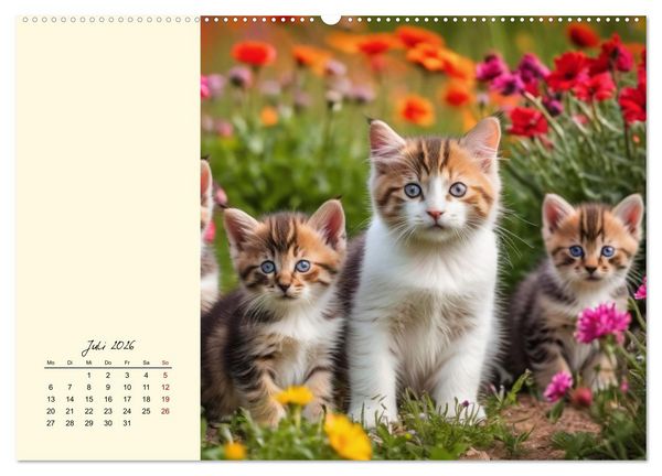 Produktbild: Samtpfoten im Bl&uuml;tenmeer (hochwertiger Premium Wandkalender 2026 DIN A2 quer), Kunstdruck in Hochglanz