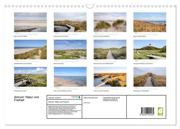 Produktbild: Amrum: Natur und Freiheit (Wandkalender 2027 DIN A3 quer), CALVENDO Monatskalender