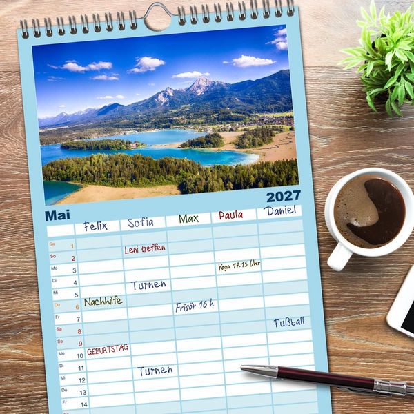 Produktbild: Familienplaner 2027 - Der wundersch&ouml;ne Faaker See in K&auml;rnten mit 5 Spalten (Wandkalender, 21 x 45 cm) CALVENDO
