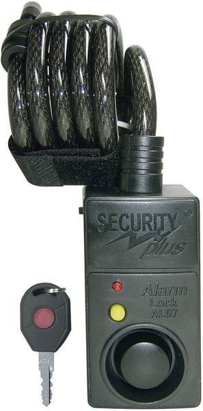 Security Plus AL07 Kabelschloss Schwarz mit Alarm, mit Bewegungsmelder Schlüsselschloss