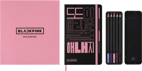 Produktbild: Moleskine X Blackpink Skizzenbuch Bundle mit 5 bunten Graphitstiften, mit Box
