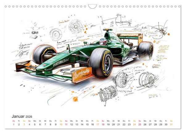 Produktbild: Rennwagen - Design Studien (Wandkalender 2026 DIN A3 quer), CALVENDO Monatskalender