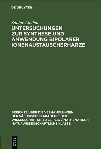 Produktbild: Untersuchungen zur Synthese und Anwendung bipolarer Ionenaustauscherharze