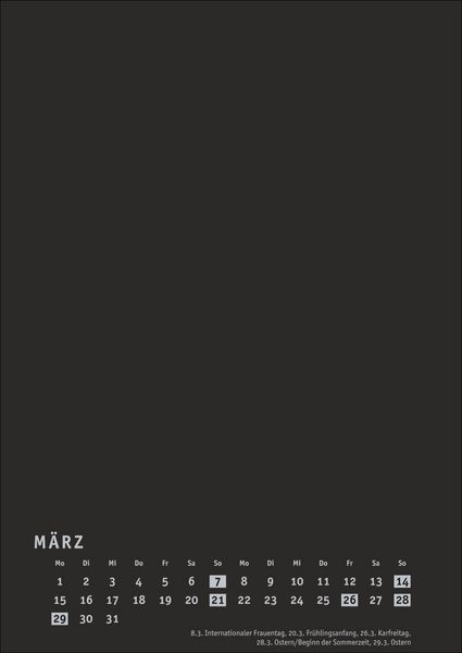 Produktbild: Premium-Bastelkalender schwarz A4 2027