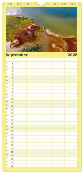Produktbild: Familienplaner 2026 - Das Wattenmeer aus der Vogelperspektive mit 5 Spalten (Wandkalender, 21 x 45 cm) CALVENDO
