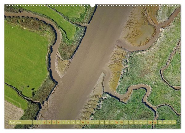 Produktbild: neunziggrad I photoart: das wattenmeer von oben (Wandkalender 2026 DIN A2 quer), CALVENDO Monatskalender