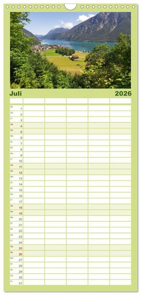 Produktbild: Familienplaner 2026 - ACHENSEE Impressionen mit 5 Spalten (Wandkalender, 21 x 45 cm) CALVENDO