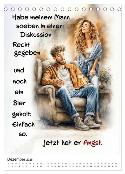 Produktbild: Liebling, mal ehrlich ..... (Tischkalender 2026 DIN A5 hoch), CALVENDO Monatskalender